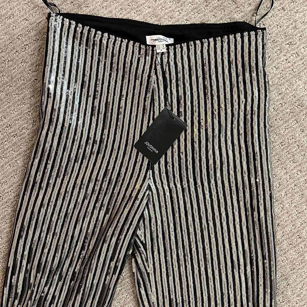 NWT! FREE PEOPLE JOVONNA PREMIER STRIPED STQUIN PARTY PANTS sz 8